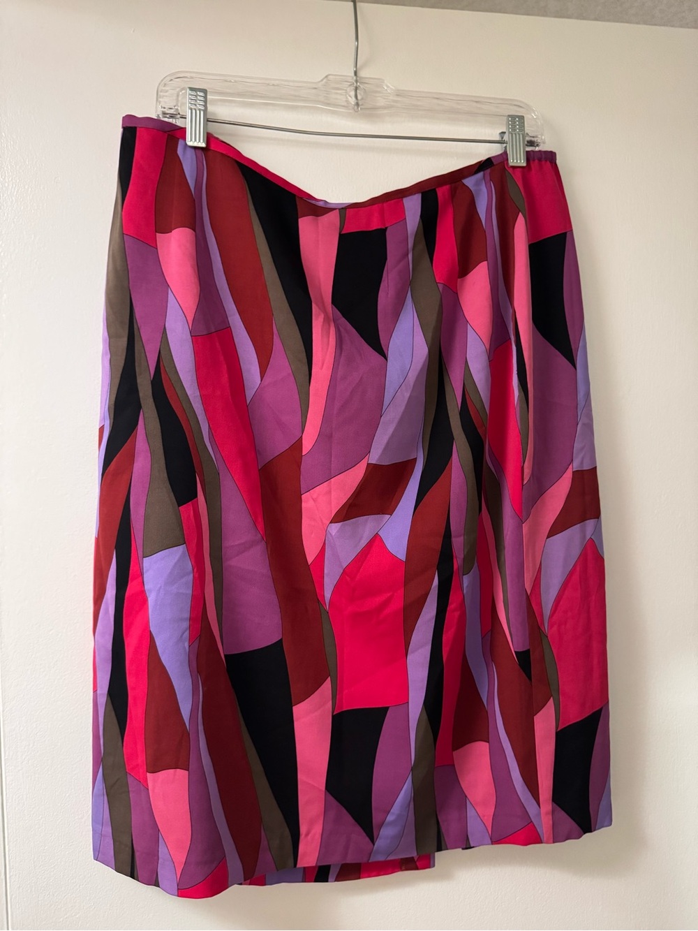 Women's Abstract Print Midi Skirt - Pink Multi